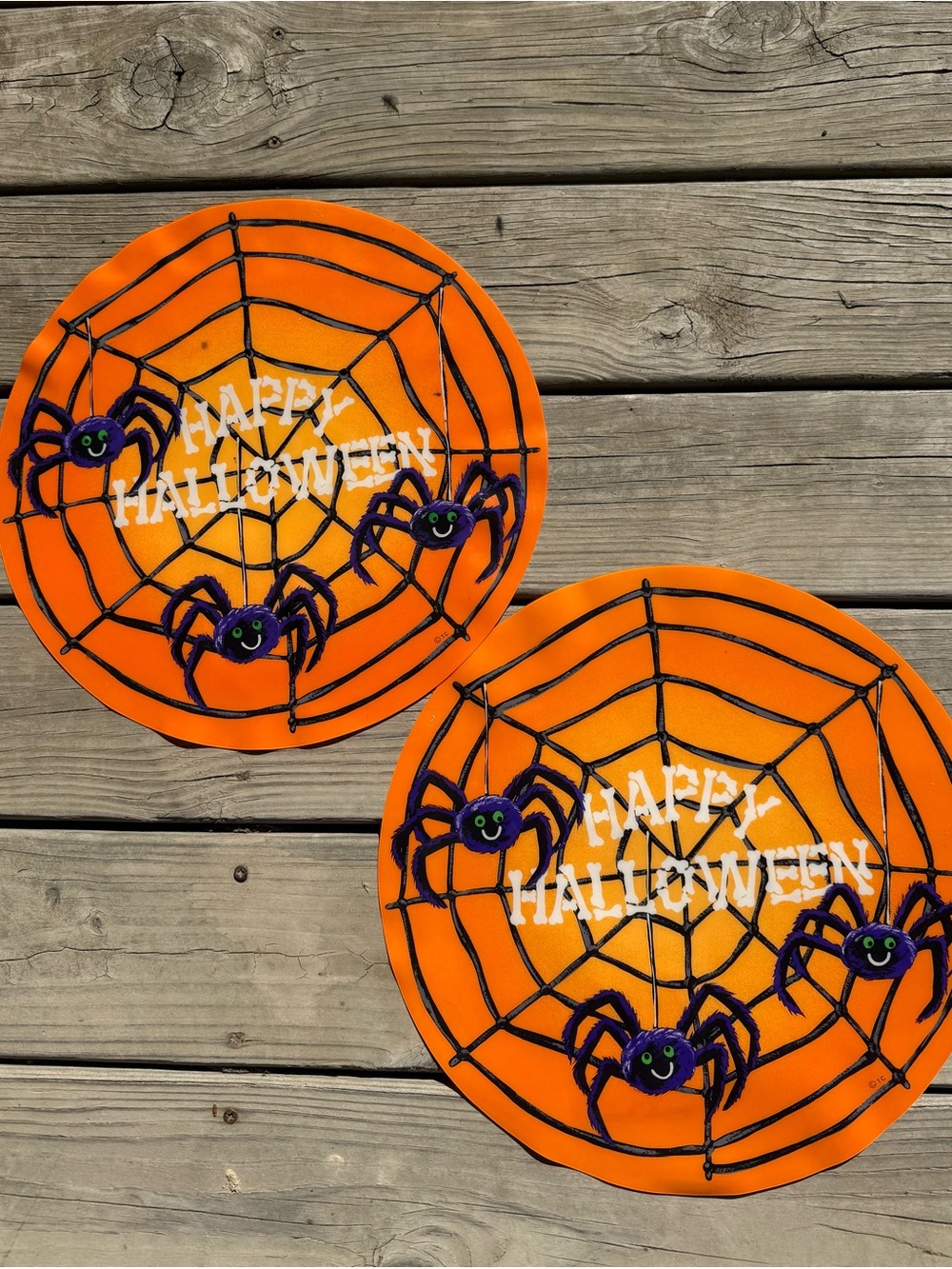 Nostalgic (early 2000s) Happy Halloween Orange Spider Web Placemats